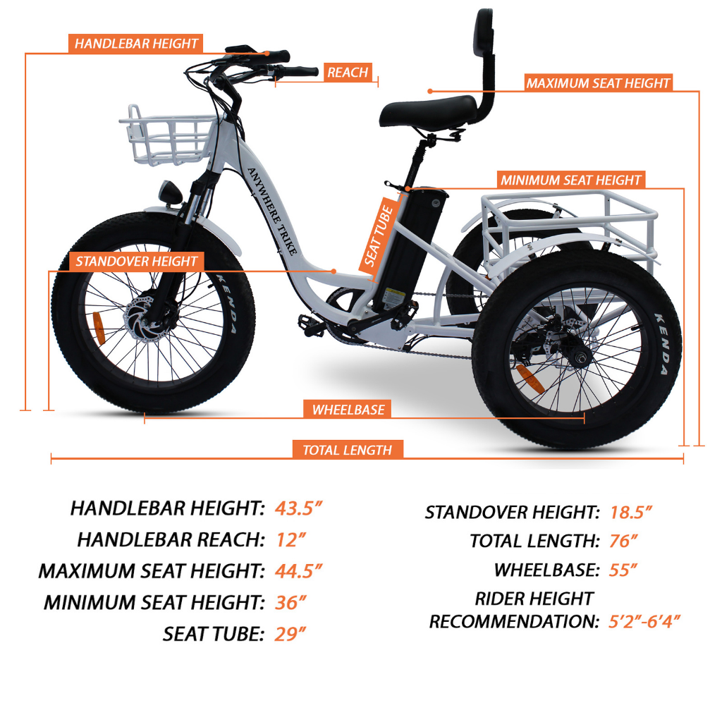 anywhere bikes anywhere trike white fat tire tricycle